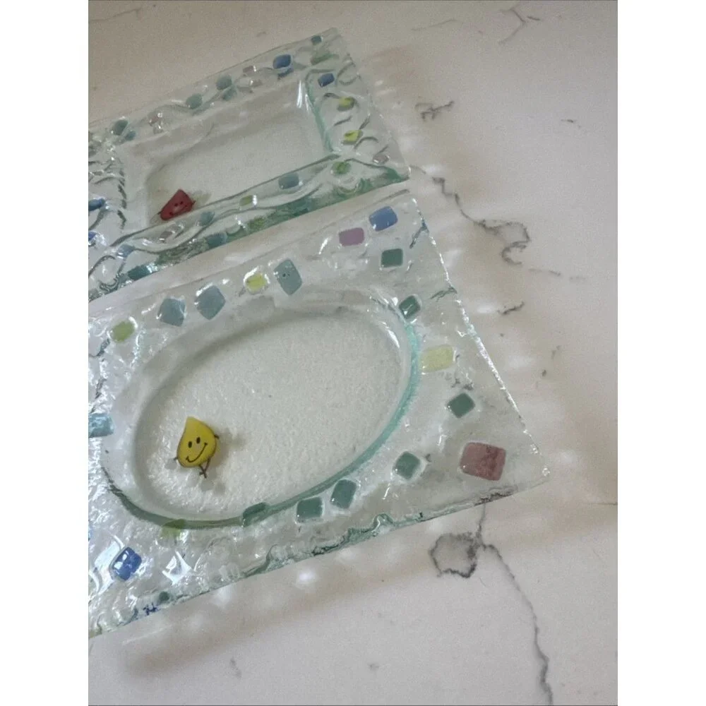 Vintage Clear Glass Rectangular Trinket Tray Soap Dish Includes (2) - Picture 9 of 14